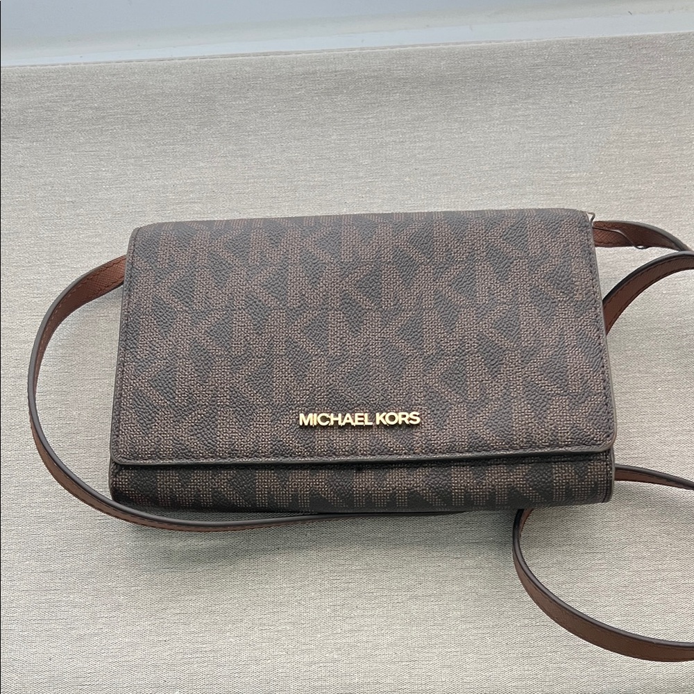 Michael Kors Dark Brown Monogram Crossbody Bag